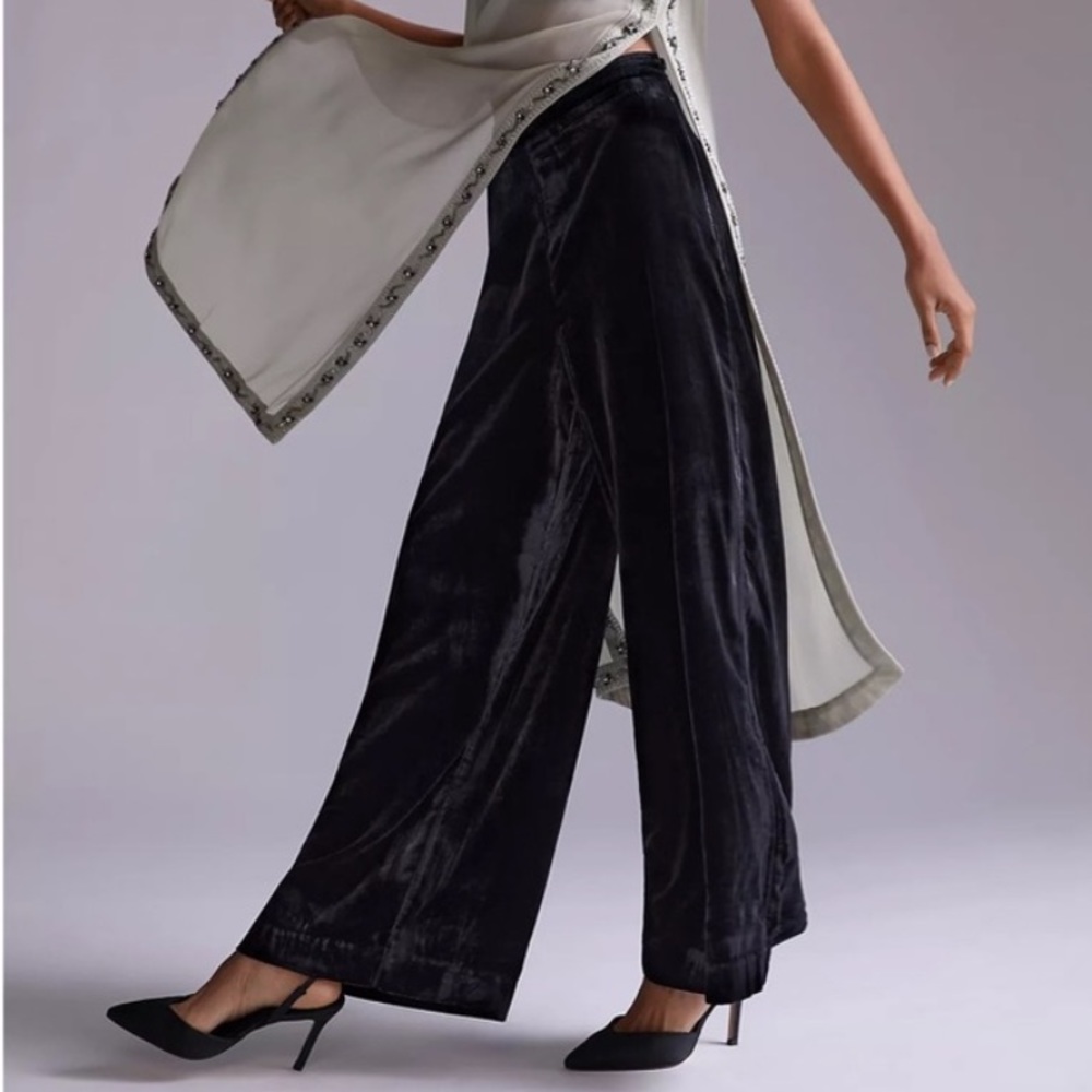 Anthropologie Velvet Wide-Leg Pants Size 14 NWT